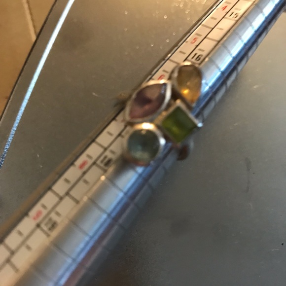 Multi- gemstone silver ring . - Picture 3 of 4